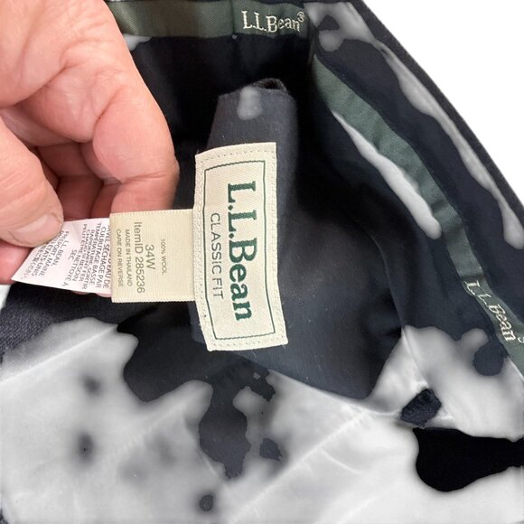 L.L. Bean Mens Classic Fit Black Chino Pants 100% Wool Size 34W Office Career - Picture 5 of 14